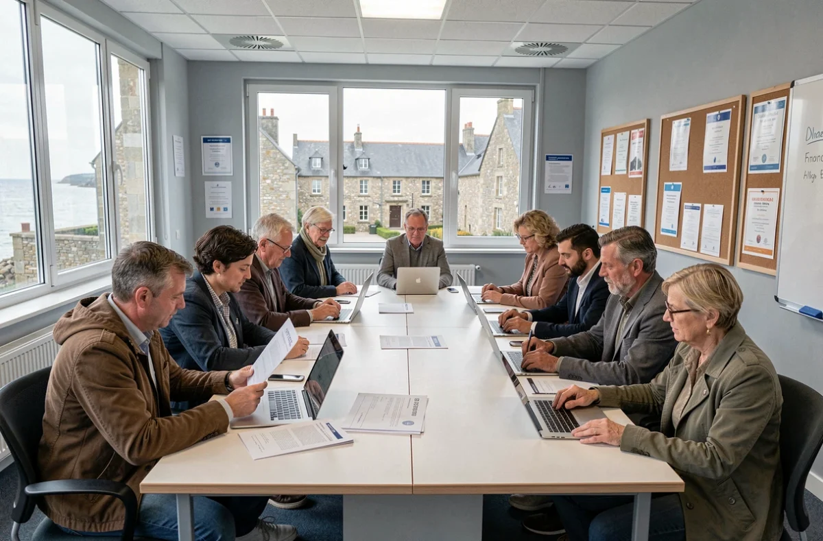 Groupe d'adultes en formation professionnelle dans un centre de formation des Côtes-d'Armor