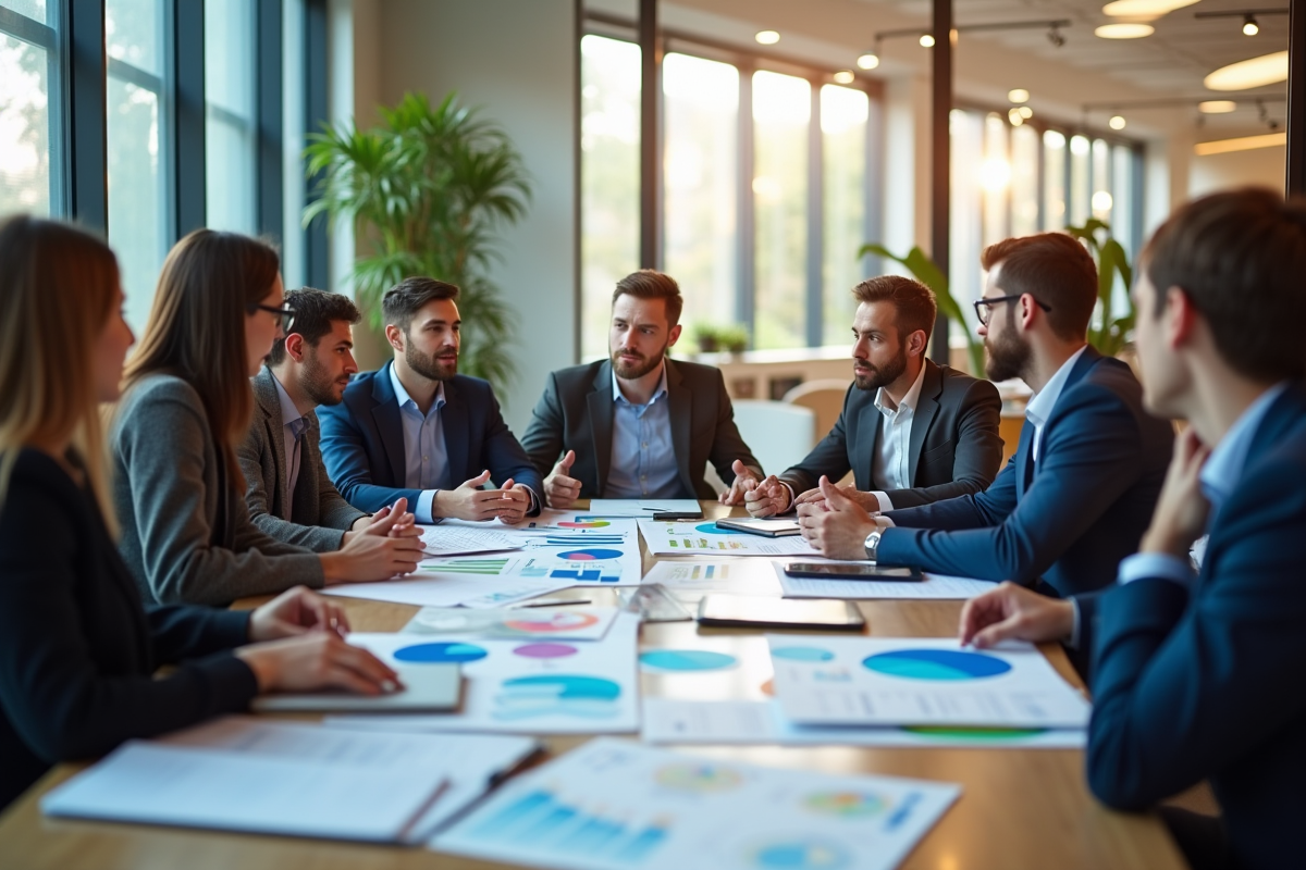 Groupe de professionnels autour d'une table en réunion
