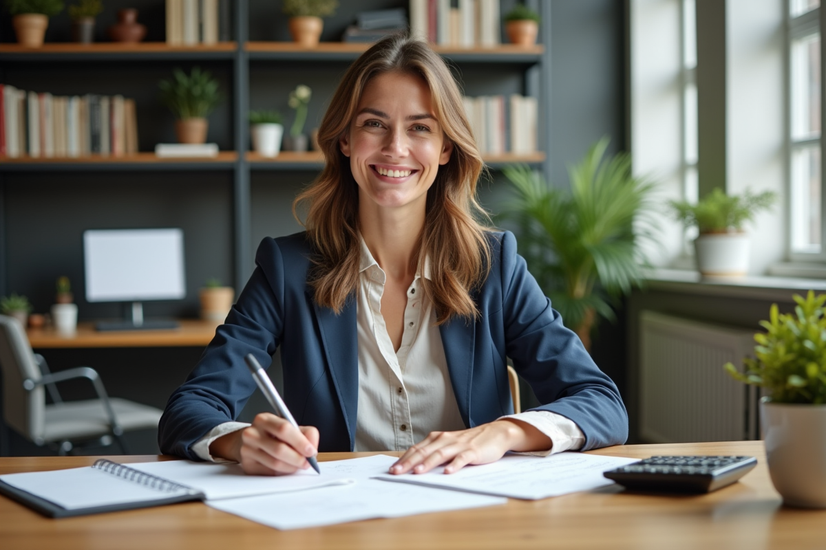 Femme d age moyen dans un bureau moderne et lumineux