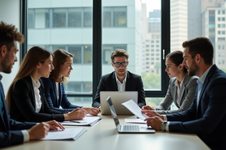 Groupe de jeunes professionnels en réunion de travail