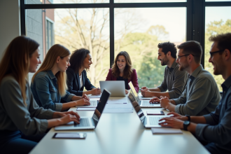 Groupe de professionnels collaborant autour d'une table