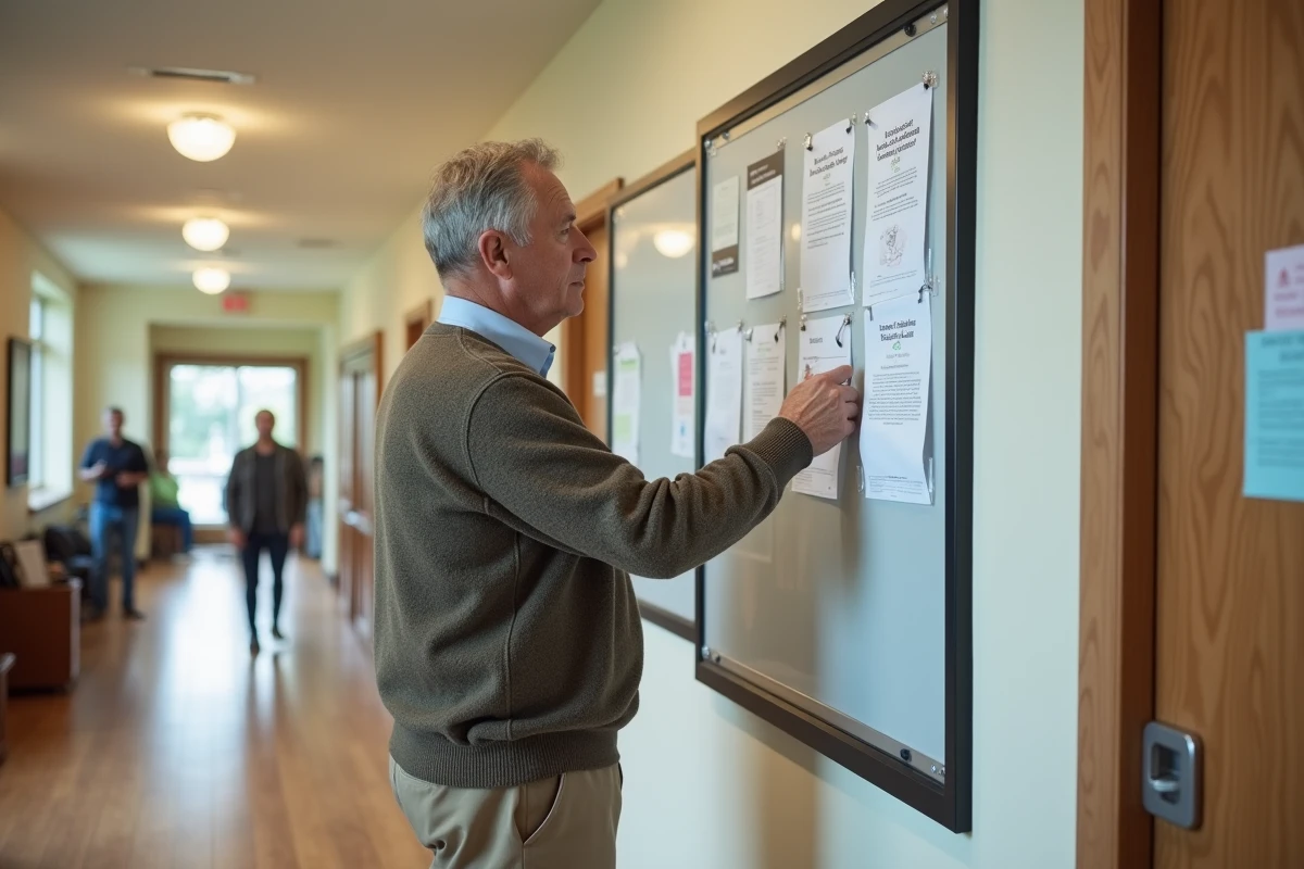Homme examine un tableau d