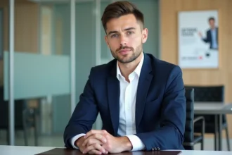 Jeune homme en costume lors d'un entretien professionnel