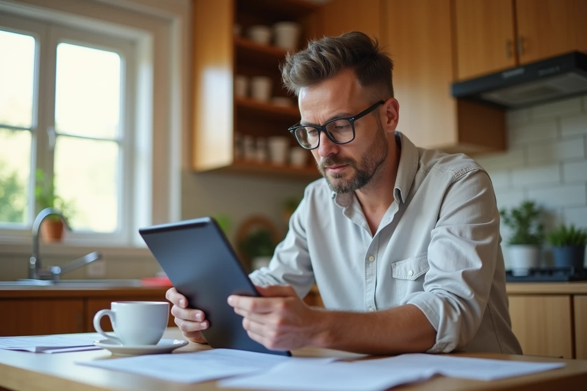 Parent consultant le portail ENT Cholet sur tablette depuis son domicile